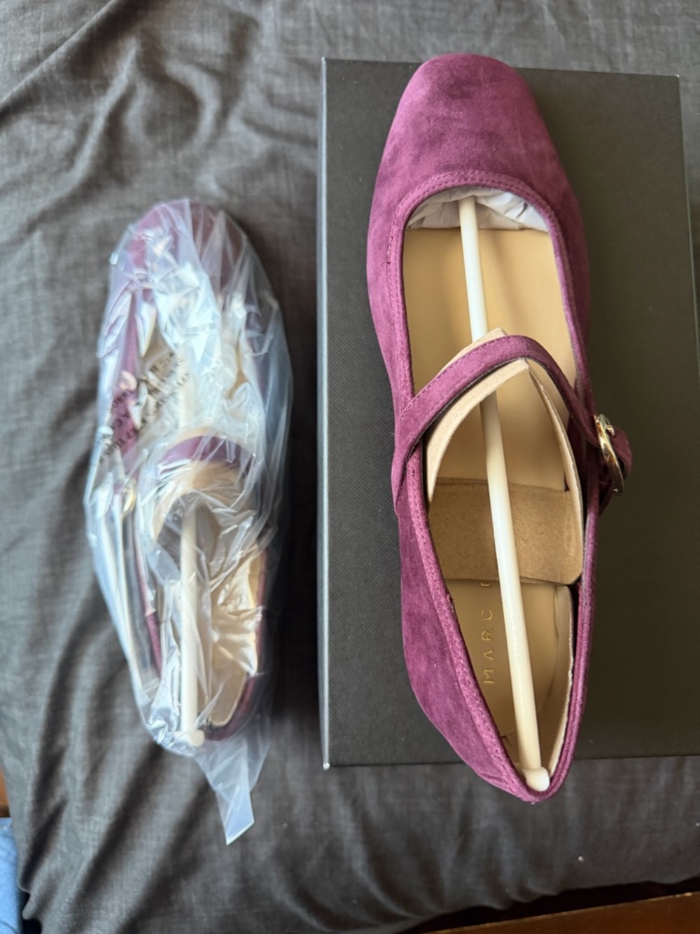 Marc Fisher Plum Suede Mary Jane Heels